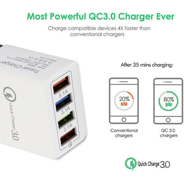 Smart 51W 4 Multi-Port PD QC3.0 Type C USB Hub Wall Charger Adapter Fast Charger Smart 51W 4 Multi-Port PD QC3.0 Type C USB Hub Wall Charger Adapter Fast Charger
